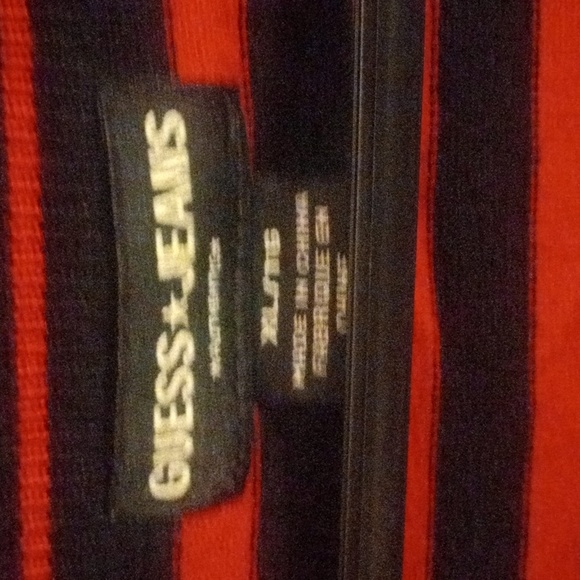 Guess Jeans Sweater Red & black stripes in great condition like knew. Size XL - Picture 2 of 5